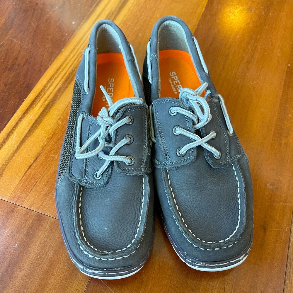 Gray Sperry boat shoes